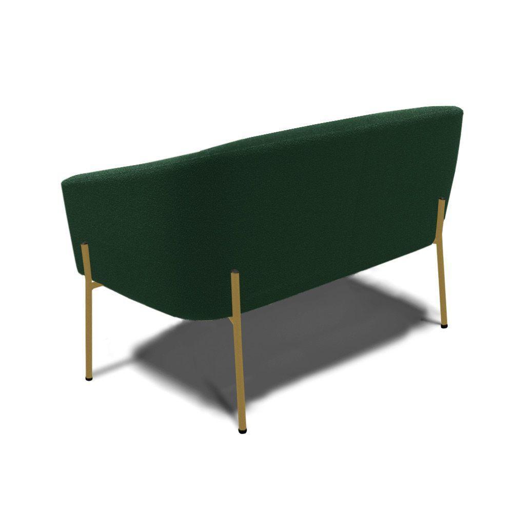 Namoradeira E 2 Poltronas Pé Ferro Dourado Stella Bouclê Verde D03 - D'rossi - 7