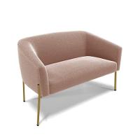 Namoradeira E 2 Poltronas Pé Ferro Dourado Stella Bouclê Rosê D03 - D'rossi