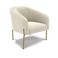 Poltrona Decorativa Pé Ferro Dourado Kit 2 Stella Bouclê D03 - D'rossi Cor Bege - 2