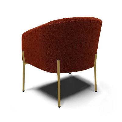 Poltrona Decorativa Pé Ferro Dourado Kit 2 Stella Bouclê Terra D03 - D'rossi
