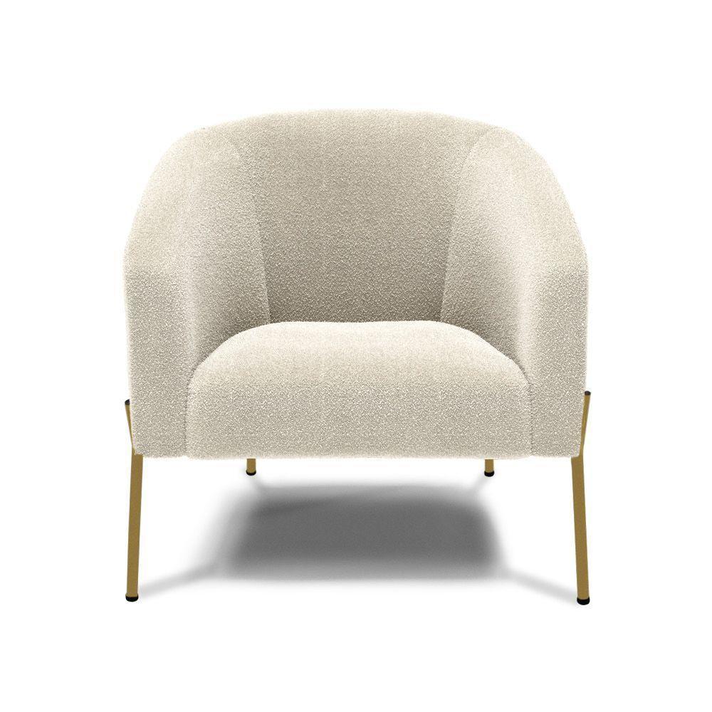 Poltrona Decorativa Pé Ferro Dourado Kit 2 Stella Bouclê Bege D03 - D'rossi - 3