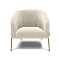 Poltrona Decorativa Pé Ferro Dourado Kit 2 Stella Bouclê Bege D03 - D'rossi - 3