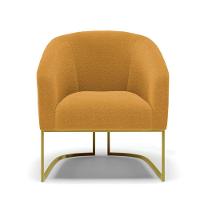 Poltrona Para Sala Industrial Dourado Kit 2 Stella Bouclê Mostarda D03 - D'rossi