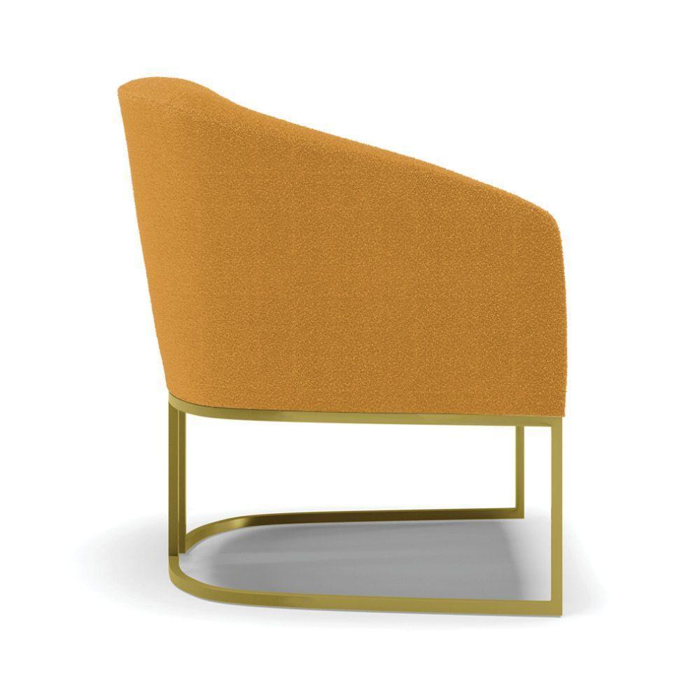 Poltrona Decorativa Base Industrial Dourado Stella Bouclê Mostarda D03 - D'rossi - 2