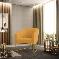 Poltrona Decorativa Base Industrial Dourado Stella Bouclê Mostarda D03 - D'rossi - 6