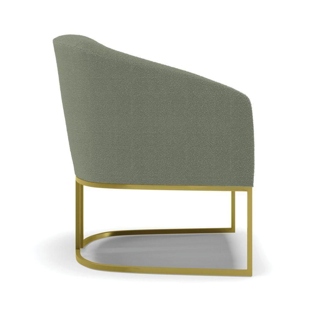 Poltrona Decorativa Base Industrial Dourado Stella Bouclê Menta D03 - D'rossi - 2