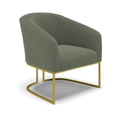 Poltrona Decorativa Base Industrial Dourado Stella Bouclê Menta D03 - D'rossi