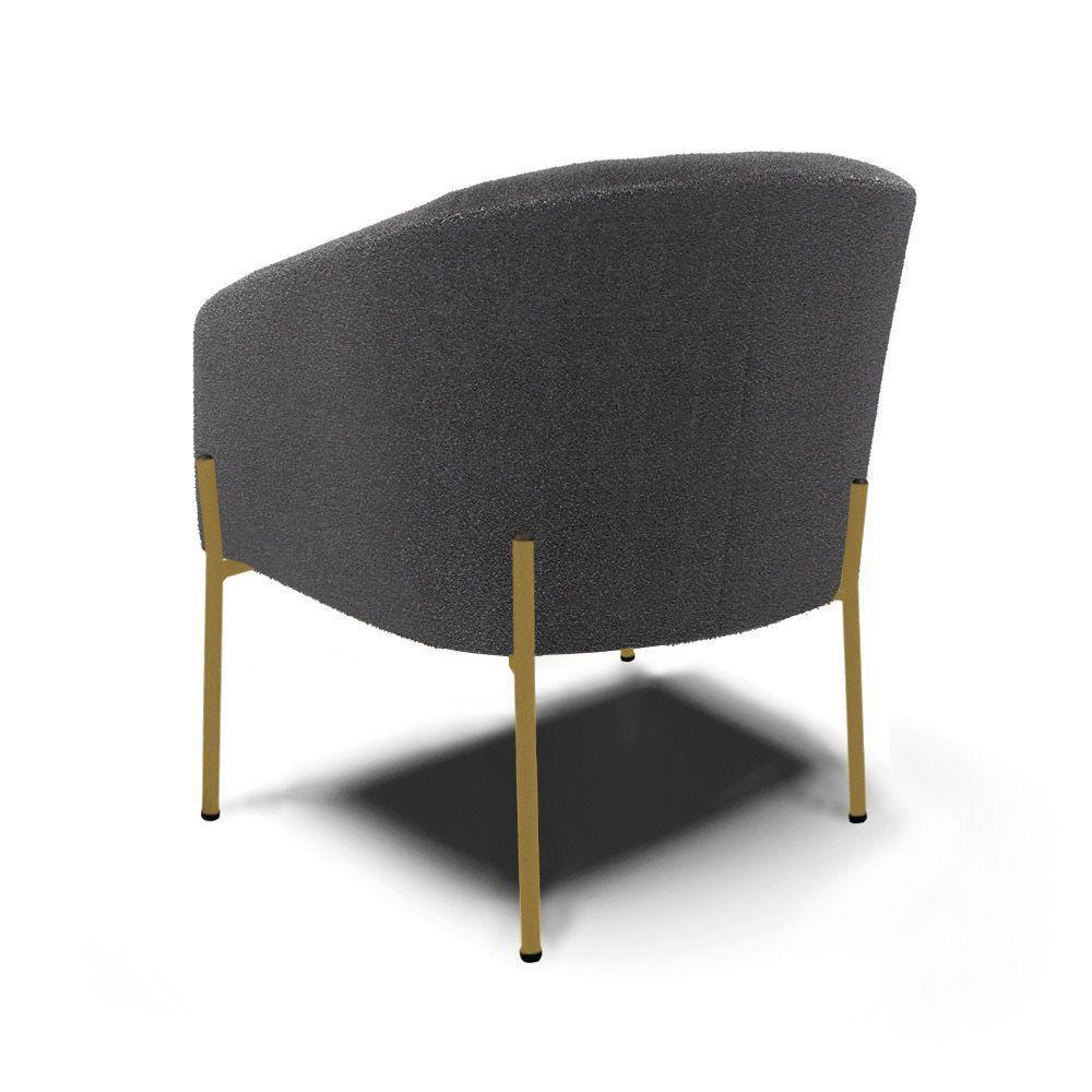 Poltrona Decorativa Pé De Ferro Dourado Stella Bouclê Grafite D03 - D'rossi - 2