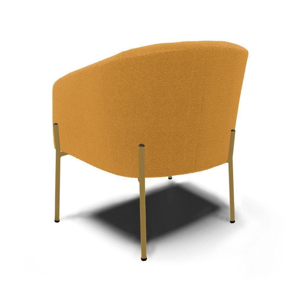 Poltrona Decorativa Pé Ferro Dourado Kit 2 Stella Bouclê Mostarda D03 - D'rossi - 5