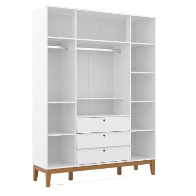 Quarto de Bebê Unique 4 Portas e Cômoda 6 Gavetas MDF 136cm Branco Soft Eco Wood Matic Móveis