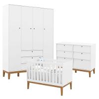Quarto De Bebe Unique 4 Portas Com Cômoda 6 Gavetas Branco Soft Eco Wood - Matic - 2