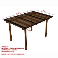 Kit Policarbonato Bronze 4mm 3,00m X 1,00m - Perfis Naturais - 4