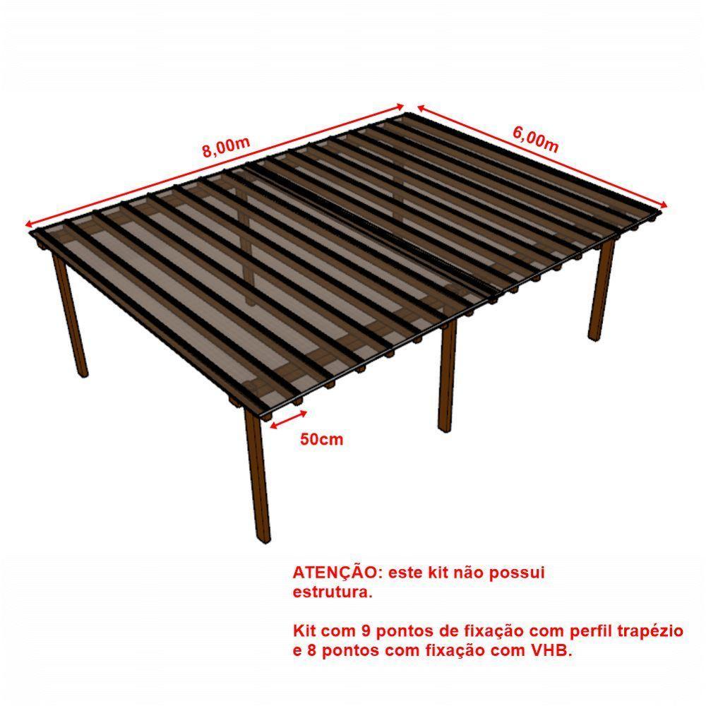 Kit Policarbonato Bronze 4mm 8,00m X 6,00m - Perfis Naturais - 5