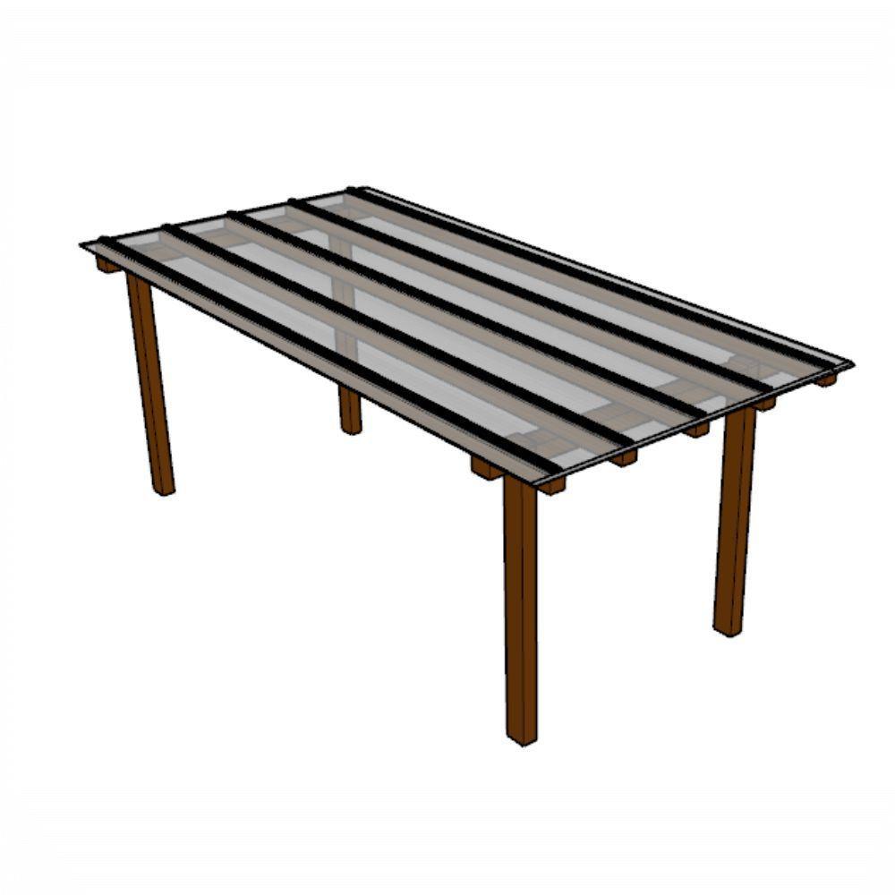 Kit Policarbonato Cristal 4mm 2,00m X 6,00m - Perfis Naturais - 1