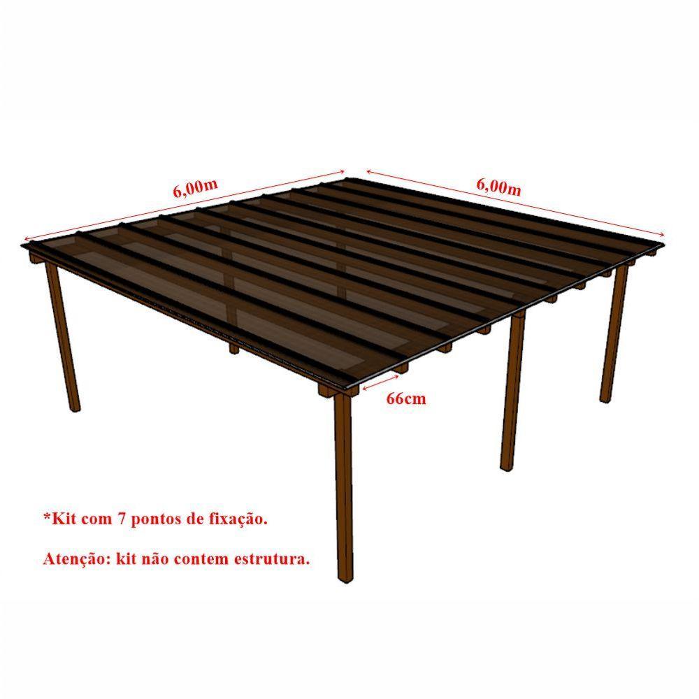 Kit Policarbonato Bronze 6mm 6,00m X 6,00m - Perfis Naturais - 4