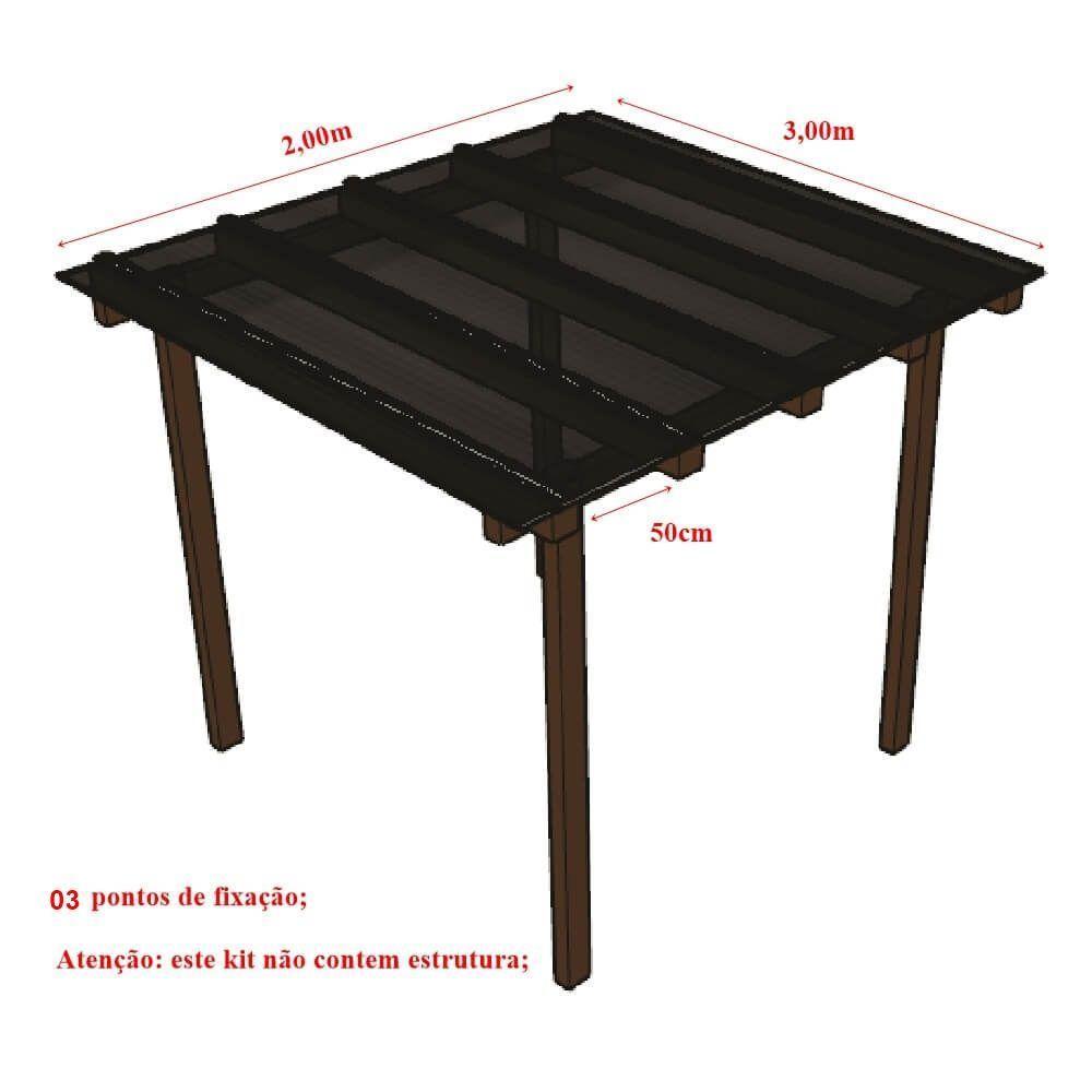 Kit Policarbonato Fume 4mm 2,00m X 3,00m - Perfis Naturais - 5