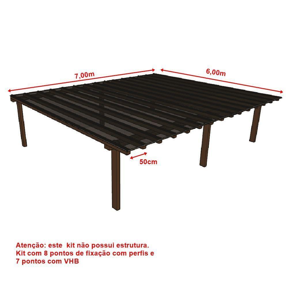 Kit Policarbonato Fume 4mm 7,00m X 6,00m - Perfis Naturais - 5