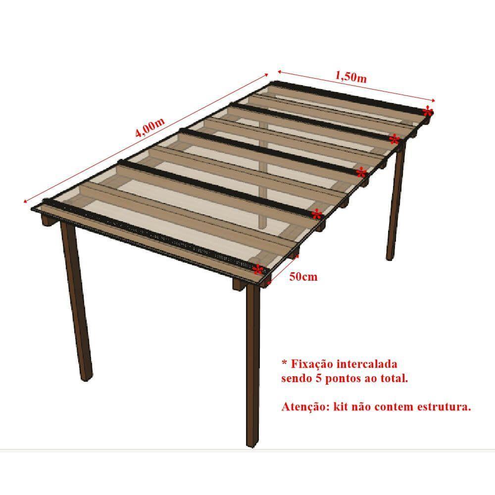 Kit Policarbonato Cristal 4mm 4,00m X 1,50m - Perfis Naturais - 5