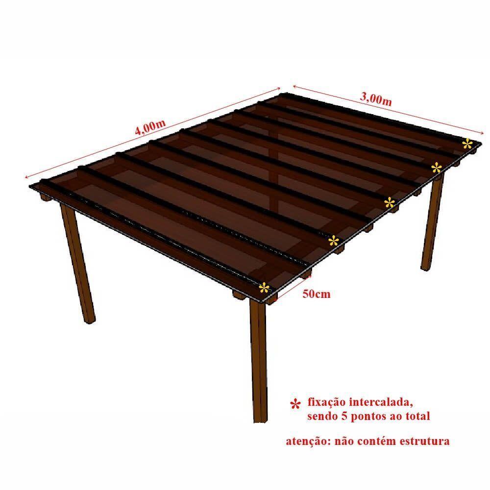 Kit Policarbonato Bronze 4mm 4,00m X 3,00m - Perfis Naturais - 5