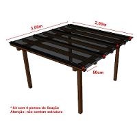 Kit Policarbonato Fume 4mm 3,00m X 2,00m - Perfis Naturais - 4