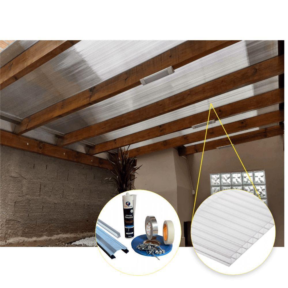 Kit Policarbonato Cristal 4mm 5,00m X 6,00m - Perfis Naturais - 3