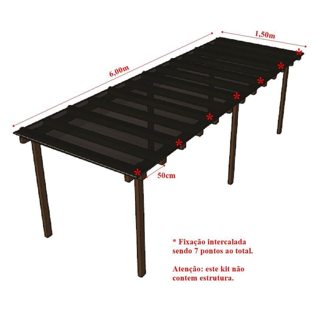 Kit Policarbonato Fume 4mm 6,00m X 1,50m - Perfis Naturais - 5