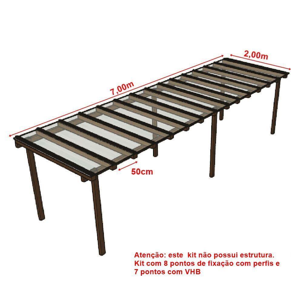 Kit Policarbonato Cristal 4mm 7,00m X 2,00m - Perfis Naturais - 5