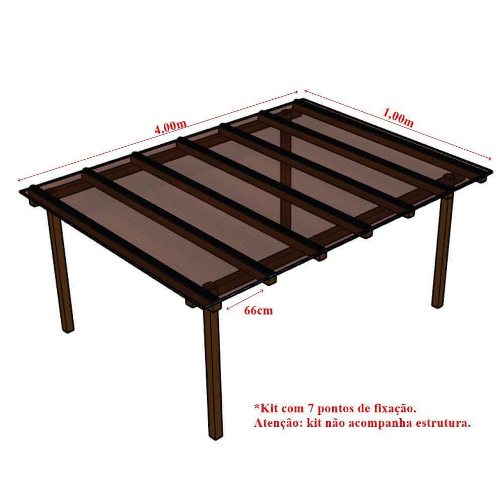 Kit Policarbonato Bronze 6mm 4,00m X 1,00m - Perfis Naturais - 4