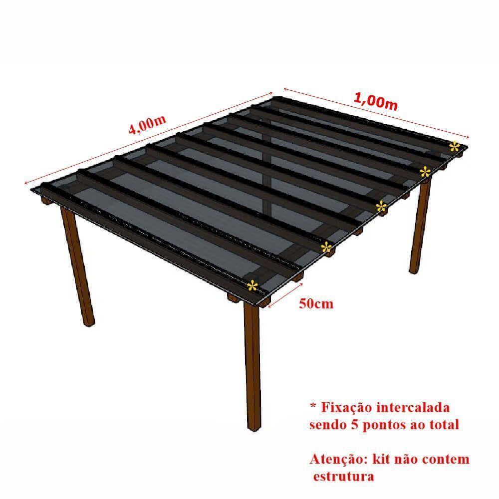 Kit Policarbonato Fume 4mm 4,00m X 1,00m - Perfis Naturais - 5