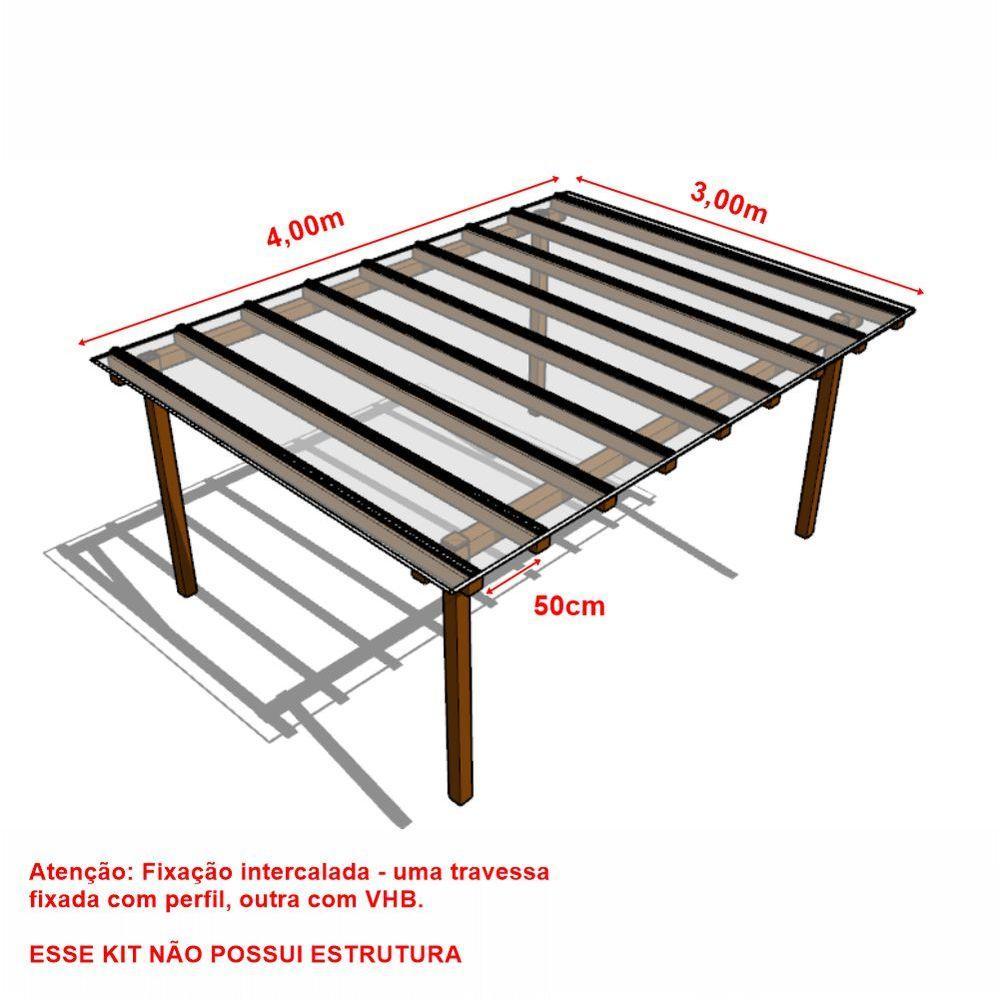 Kit Policarbonato Compacto Cristal 3mm 4,00m X 3,00m - Perfis Naturais - 5