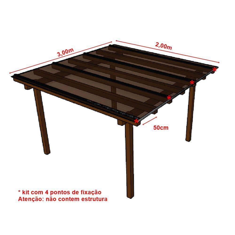 Kit Policarbonato Bronze 4mm 3,00m X 2,00m - Perfis Naturais - 5
