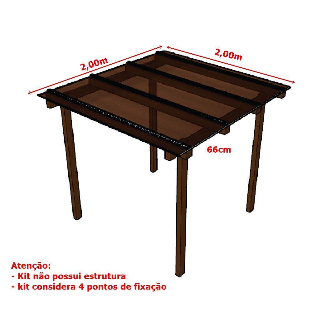 Kit Policarbonato Bronze 6mm 2,00m X 2,00m - Perfis Naturais - 5