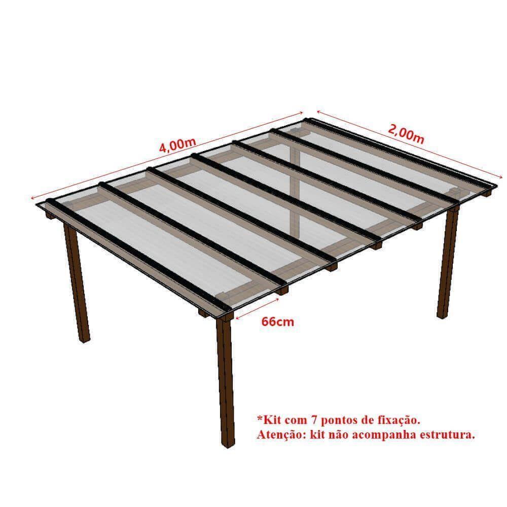 Kit Policarbonato Cristal 6mm 4,00m X 2,00m - Perfis Naturais - 5