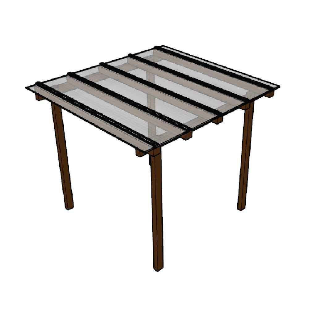 Kit Policarbonato Cristal 4mm 2,00m X 2,00m - Perfis Naturais - 1