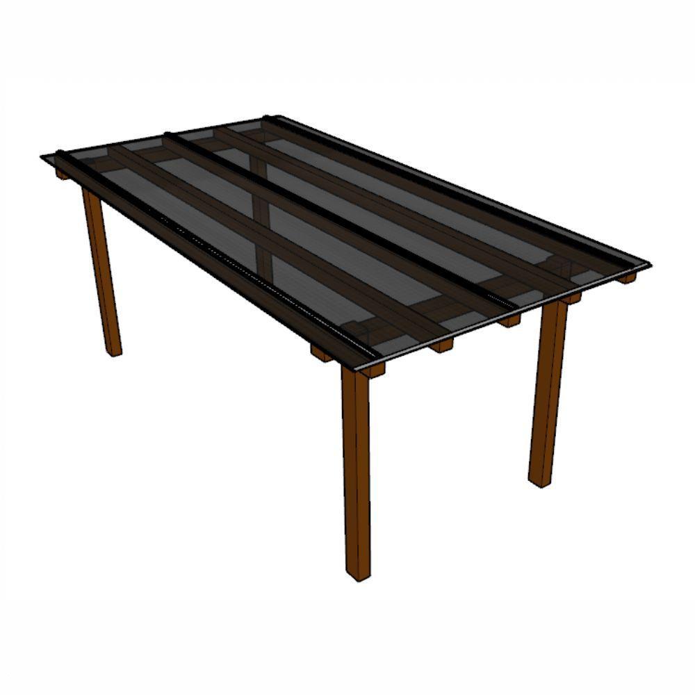 Kit Policarbonato Fume 4mm 2,00m X 6,00m - Perfis Naturais - 1