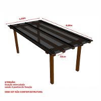 Kit Policarbonato Fume 4mm 2,00m X 6,00m - Perfis Naturais - 4