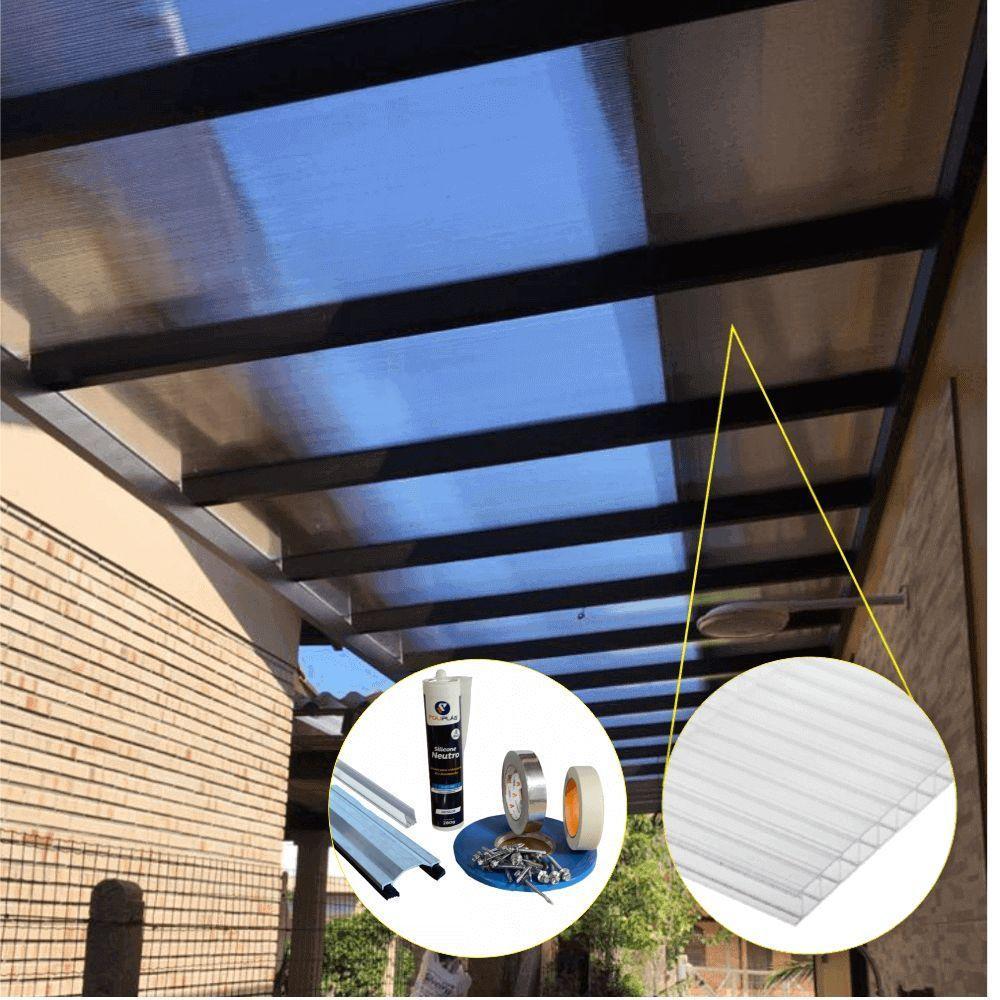Kit Policarbonato Cristal 4mm 4,00m X 1,00m - Perfis Naturais - 3