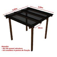 Kit Policarbonato Fume 6mm 2,00m X 2,00m - Perfis Naturais - 5