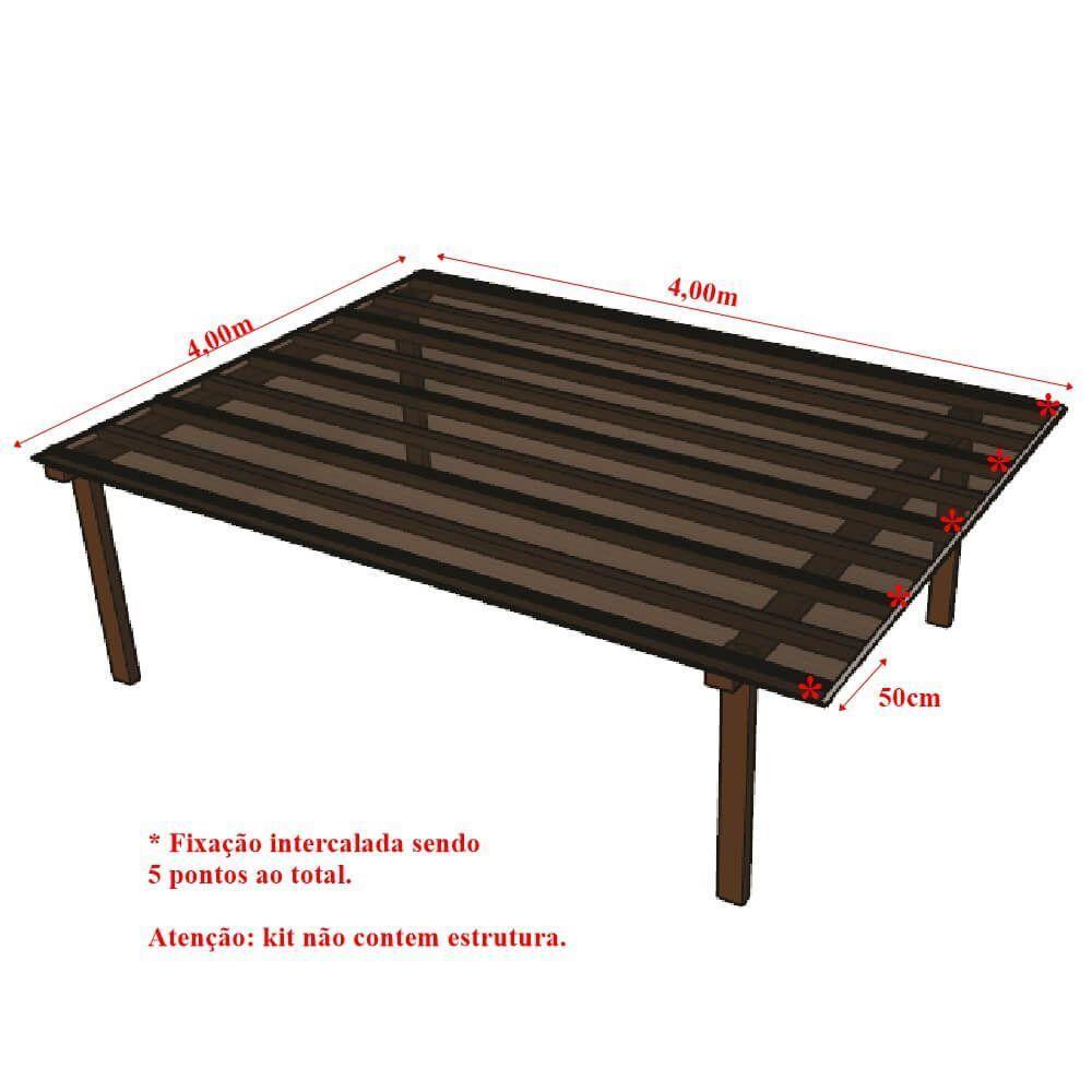 Kit Policarbonato Bronze 4mm 4,00m X 4,00m - Perfis Naturais - 5