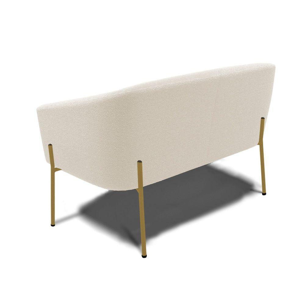 Namoradeira E 2 Poltronas Pé Ferro Dourado Stella Bouclê Bege D03 - D'rossi - 2