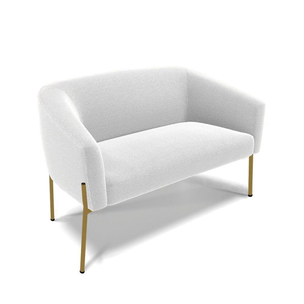 Namoradeira E 2 Poltronas Pé Ferro Dourado Stella Bouclê D03 - D'rossi Cor Off White - 4
