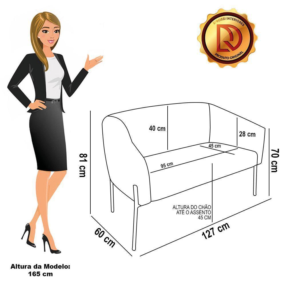 Namoradeira E 2 Poltronas Pé Ferro Dourado Stella Bouclê D03 - D'rossi Cor Off White - 6