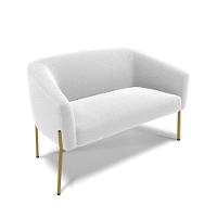 Namoradeira E 2 Poltronas Pé Ferro Dourado Stella Bouclê D03 - D'rossi Cor Off White
