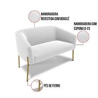 Namoradeira E 2 Poltronas Pé Ferro Dourado Stella Bouclê D03 - D'rossi Cor Off White - 8