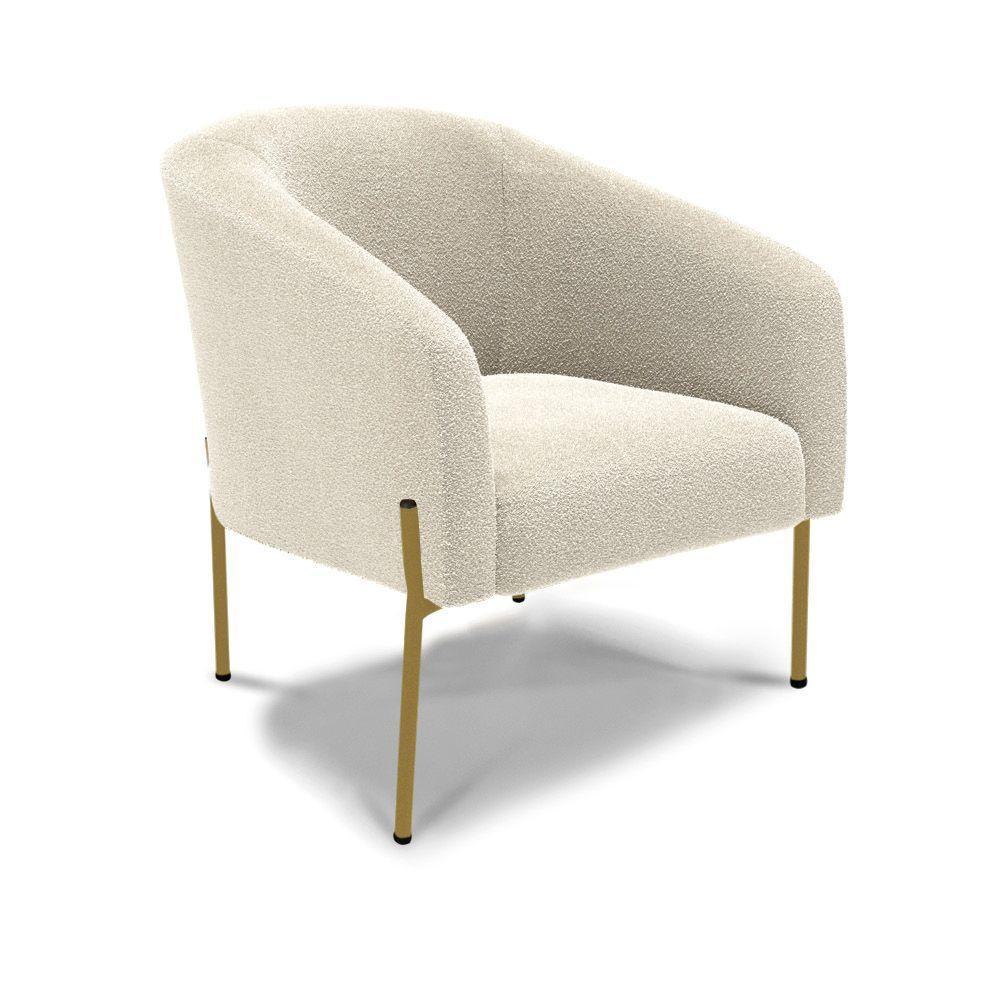Namoradeira E 2 Poltronas Pé Ferro Dourado Stella Bouclê D03 - D'rossi Cor Bege - 3