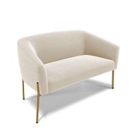 Namoradeira E 2 Poltronas Pé Ferro Dourado Stella Bouclê D03 - D'rossi Cor Bege