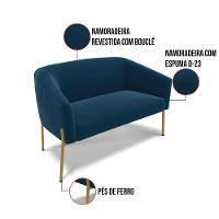 Namoradeira E 2 Poltronas Pé Ferro Dourado Stella Bouclê D03 - D'rossi Cor Azul - 8