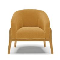 Poltrona Decorativa Base Madeira Kit 2 Stella Bouclê Mostarda D03 - D'rossi