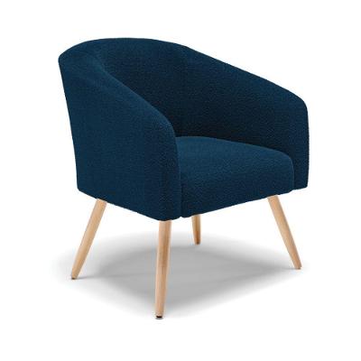 Poltrona Decorativa Pé Palito Natural Kit 2 Stella Bouclê Azul D03 - D'rossi