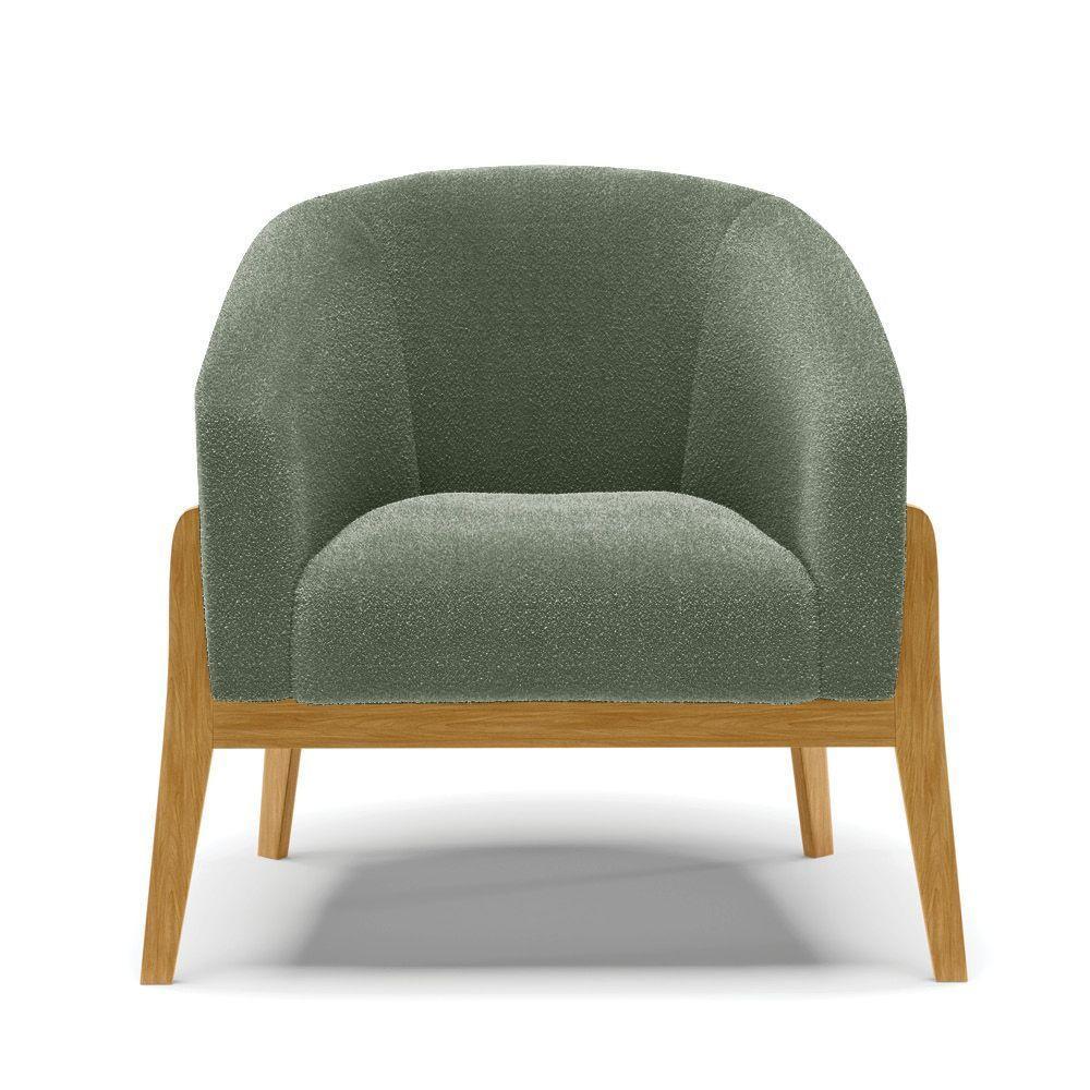 Poltrona Decorativa Base Madeira Kit 2 Stella Bouclê Menta D03 - D'rossi - 4